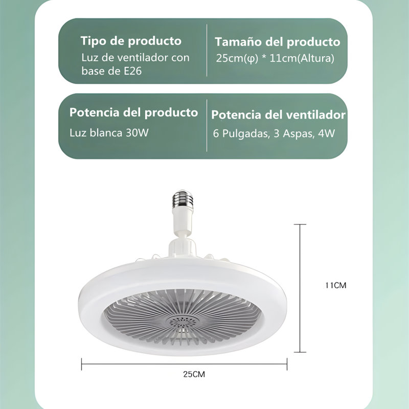 Mini ventilateur de plafond fermé E26 / E27 de 10 pouces avec télécommande, lumières à DEL à intensité variable 3 vitesses de vent Cadeau d'été en famille pour le garage