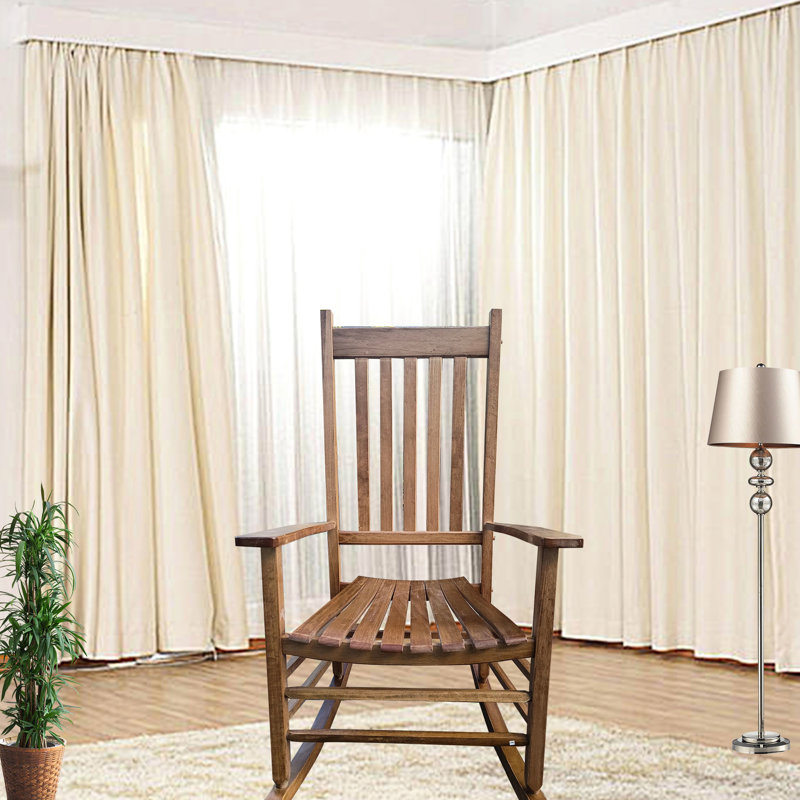 Chaise berçante de balcon pour adultes en bois franc - Matériau bois franc massif Assise large et confortable Accoudoir à dossier à lattes solide et stable Assemblage simple avec inclus