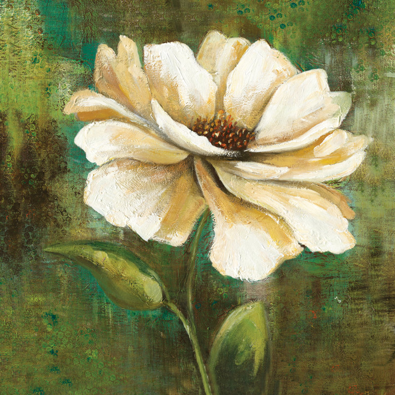 Green White Flower - Wrapped Canvas Painting, 91cm H x 91cm W