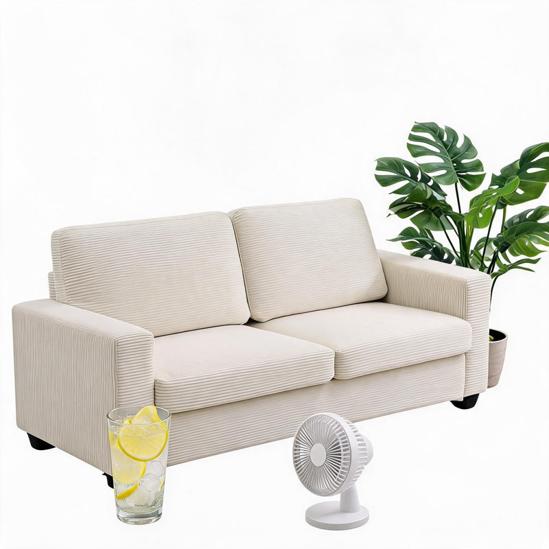 Canapé en velours côtelé de 83,86 po Cloud Comfort de Cloud Cloud, Velours côtelé beige, Beige