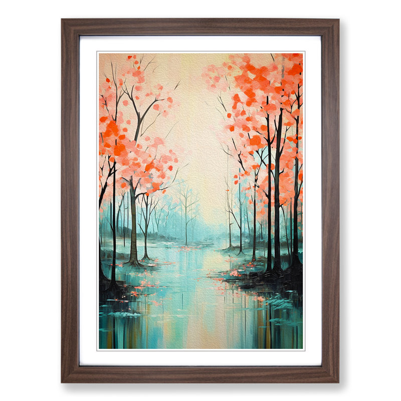 Spring ForestNo.2 - Single Picture Frame Print on Wood, Walnut Framed, 46cm H x 34cm W
