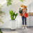 Spacious White Planters Set, Durable Polyethylene For Modern Decor