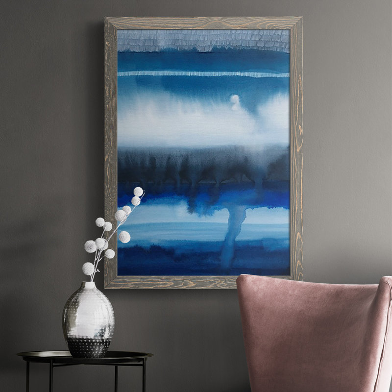 Lindemann Deep Blue Shore I, reproduction d'art sur toile, H 37,5 po x l 27,5 po, Toile avec cadre gris, Pas de tapis
