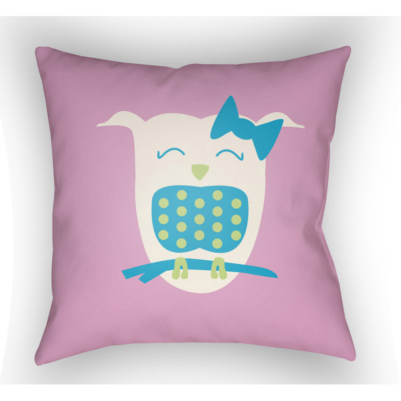 Littles Owl Throw Pillow, 20" H x 20" W x 4" D, Pink