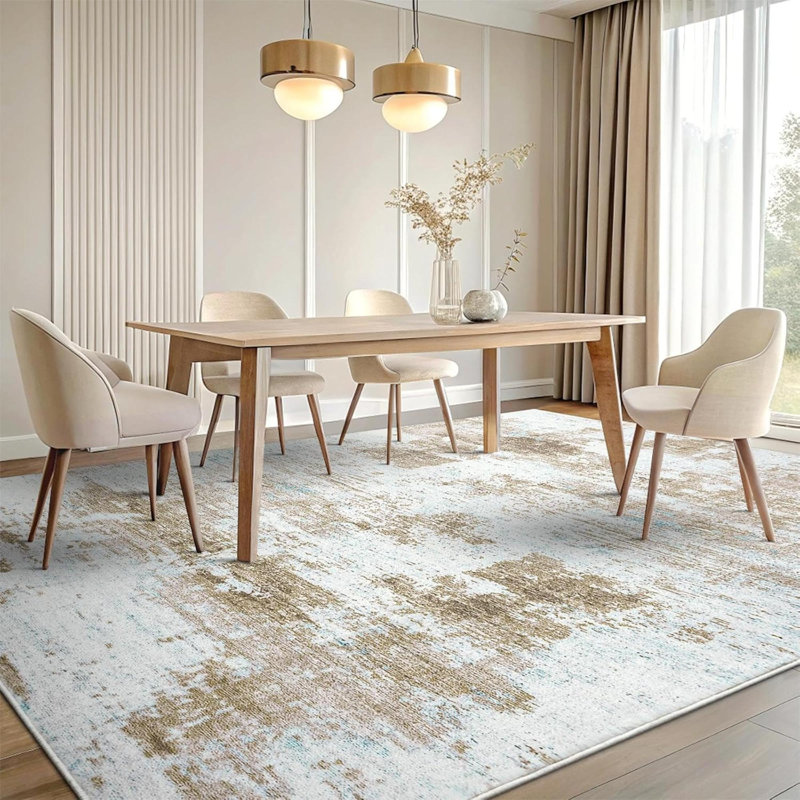 Rectangle 80 cm x 150 cm Shaggy Washable Area Rug, Gold