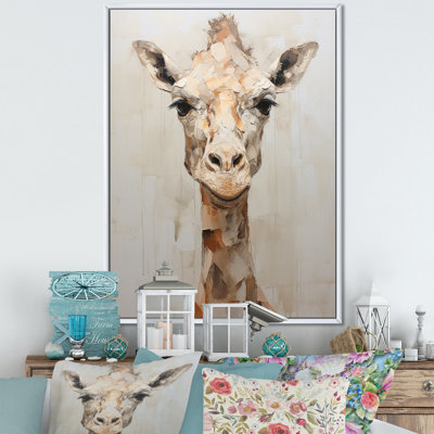 Minimalisme, girafe beige sur toile