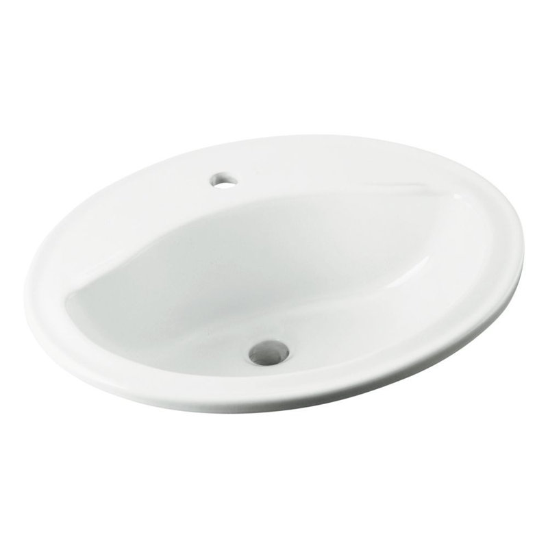 Sanibel Ceramic Circular Drop-In Bathroom Sink with Overflow, White