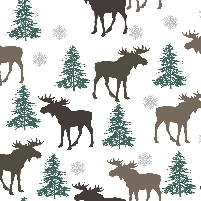 Ensemble de courtepointe réversible avec taies décoratives Moose, Chocolat, Courtepointe double / grand + 2 taies décoratives