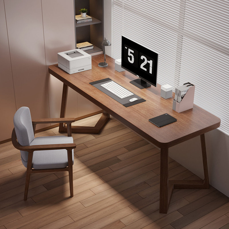 Bureau rectangulaire en bois de noyer clair 55,12 po, H 29,53 po x l 55,12 po x P 23,62 po