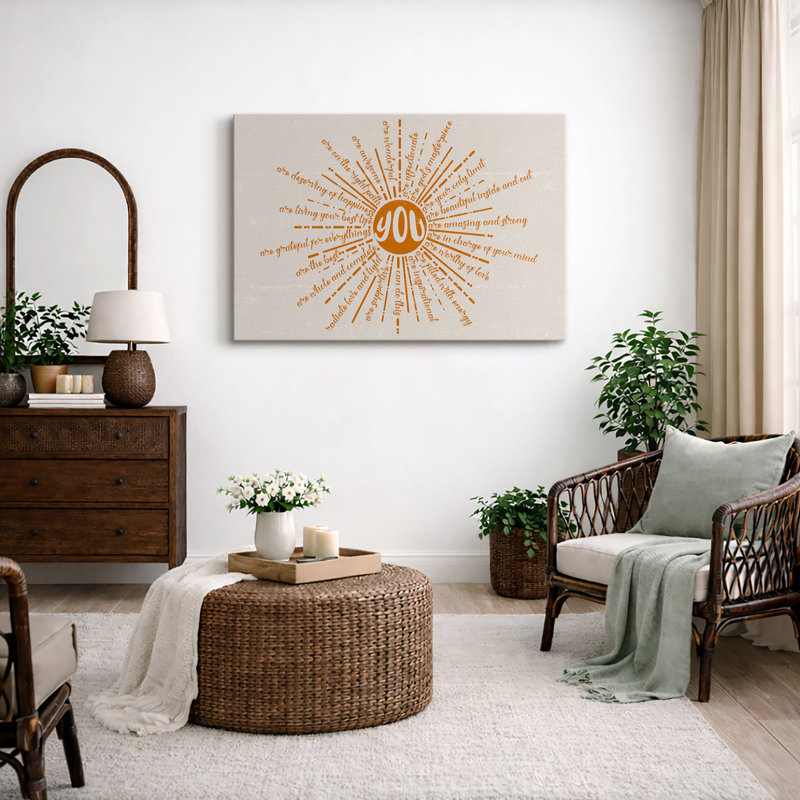 «Radiant Affirmations Uplifting Inspirational Quotes Abstract Contemporary Relax / Calm», reproduction d'art sur toile