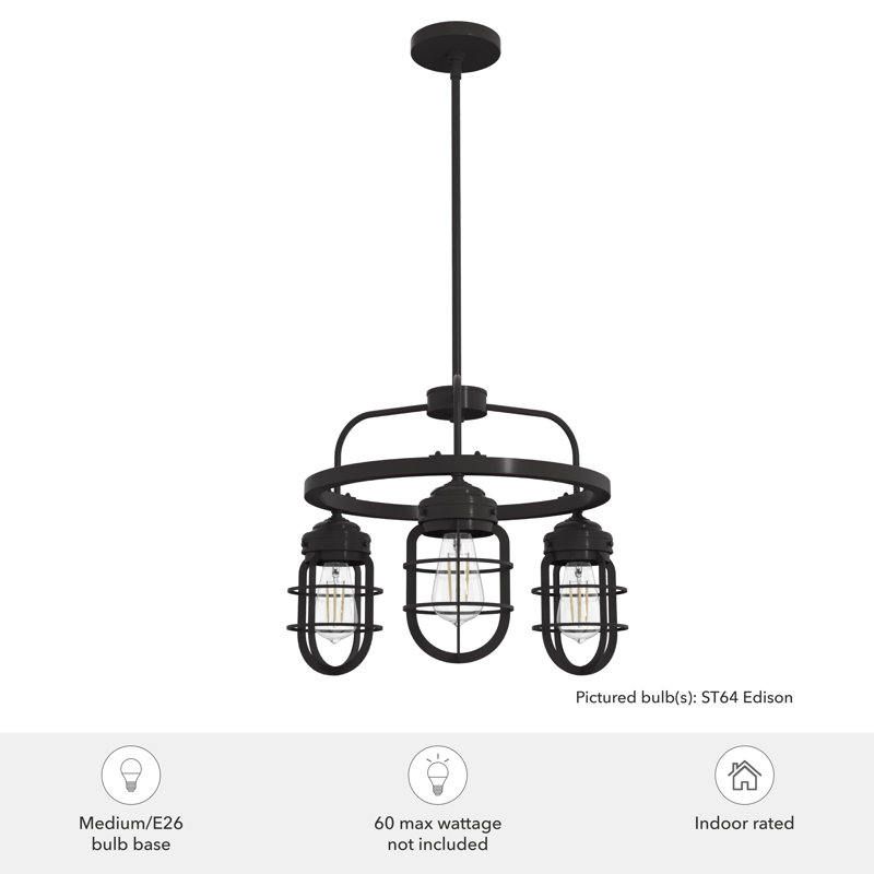 Starklake Noble Bronze Mini 3-Light Industrial Chandelier