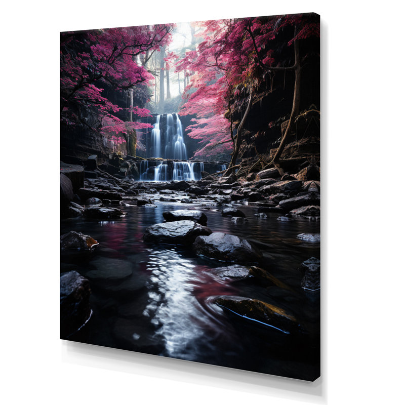 «Pink Tree Waterfall Uncharted Journey I», reproduction sur toile, Toile tendue, H 20 po x l 12 po x P 1 po