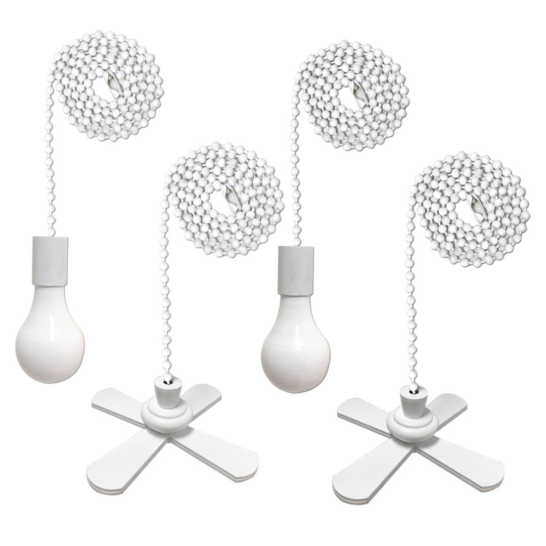 4 Piece Fan and Light Bulb Shaped Ceiling Fan Pull Chain Set Royal Designs 
