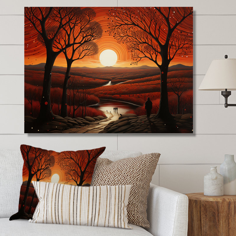 " Orange Black Native American Essence ", 24" H x 32" W x 1" D, Wrapped Canvas