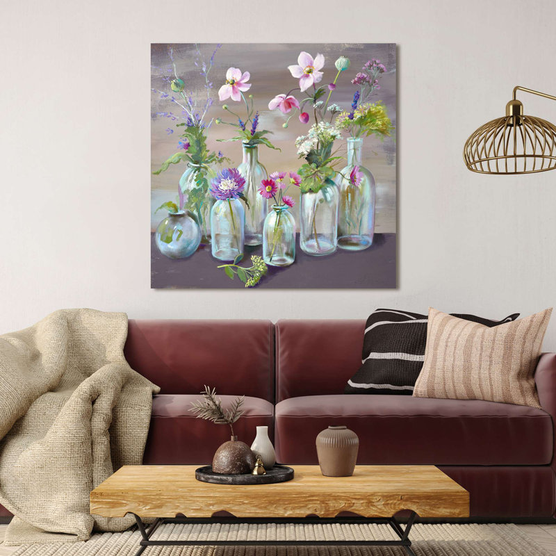 Floral Painting: Bottled Beauties by Nel Whatmore - Wrapped Canvas Print, 50cm H x 50cm W