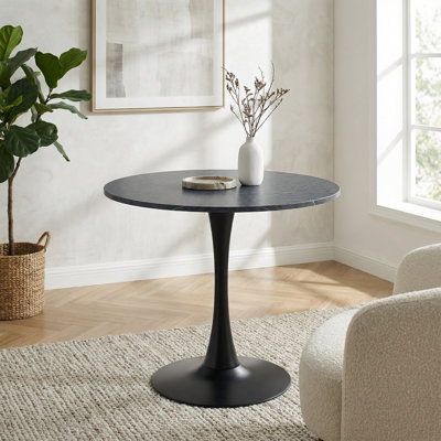 Contemporary Round Tulip Dining Table with Pedestal Base for Compact Spaces and Modern Interiors