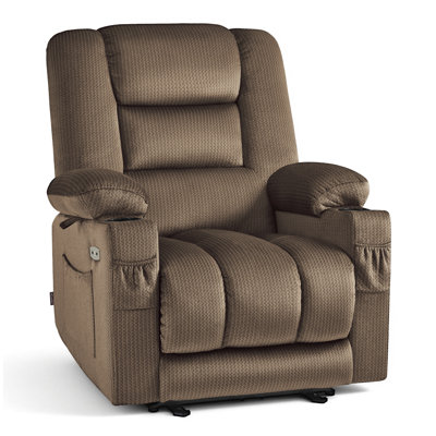 Color Electric Power Recliner Chair with Heat and Massage, USB Ports, Cup Holders