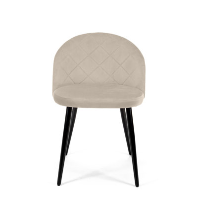 Scobey 47cm H Tufted Velvet Upholstered Upholstered Back Side Chair in Beige