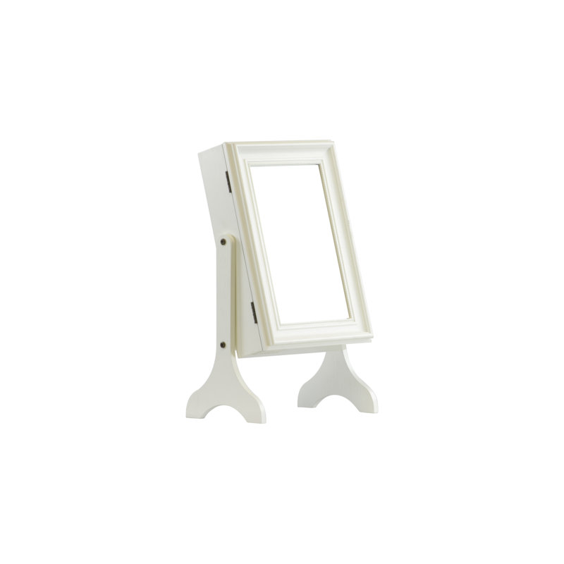 Canete Wood Jewelry Box + Mirror, Ivory