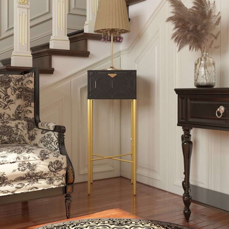 Araneli End Table with Storage, Black