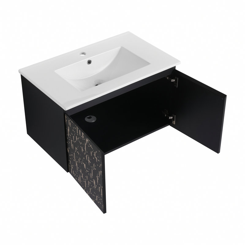 Meuble-lavabo mural pratique avec lavabo en céramique, meuble-lavabo pour la maison, appartement