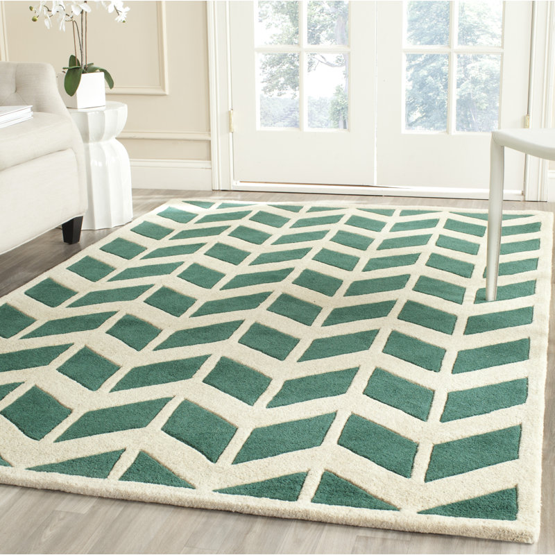 Deedie Hand Tufted Wool Chevron Rug, Rectangle 4' x 6'