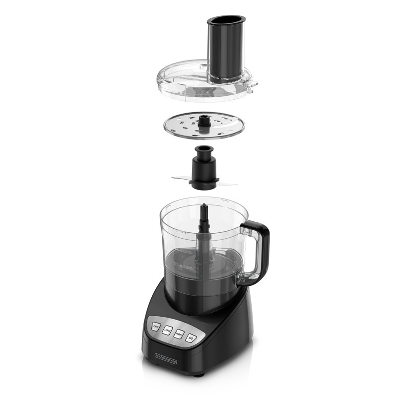 Black 8-Cup Food Processor with Stainless Steel Blade