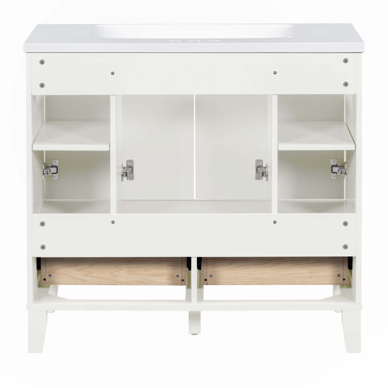 Meuble-lavabo simple 36 po avec plateau en résine Ricardas