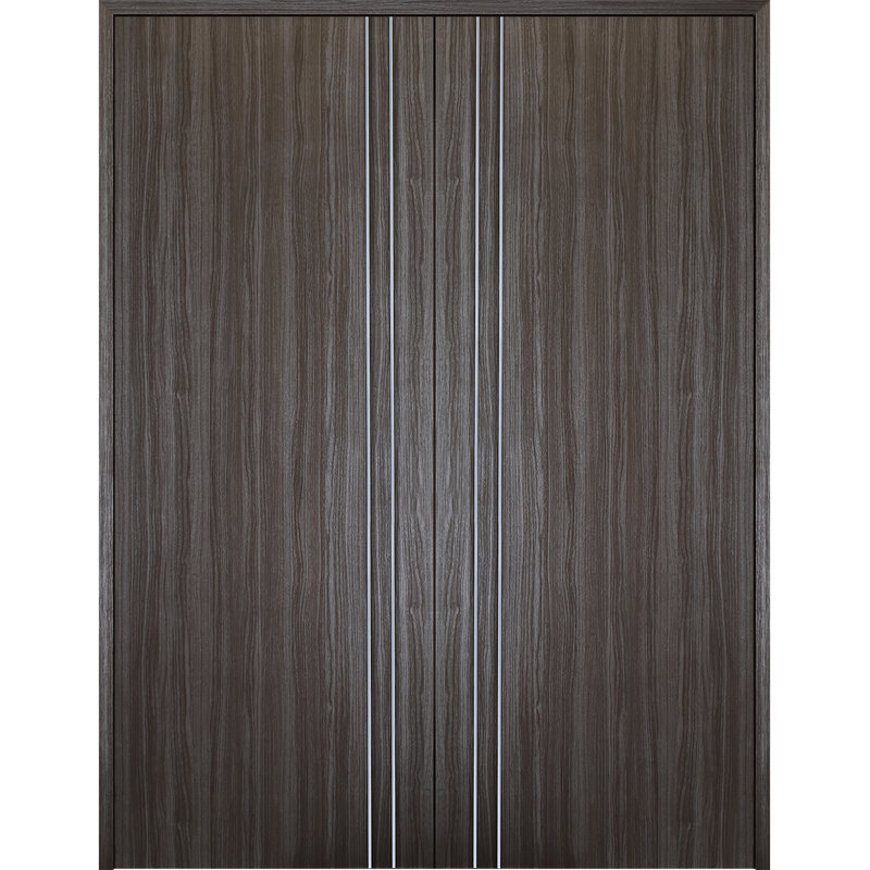 Porte standard double en bois manufacturé Palladio 2V, 63,50 po x 79,38 po, Chêne gris, Réversible