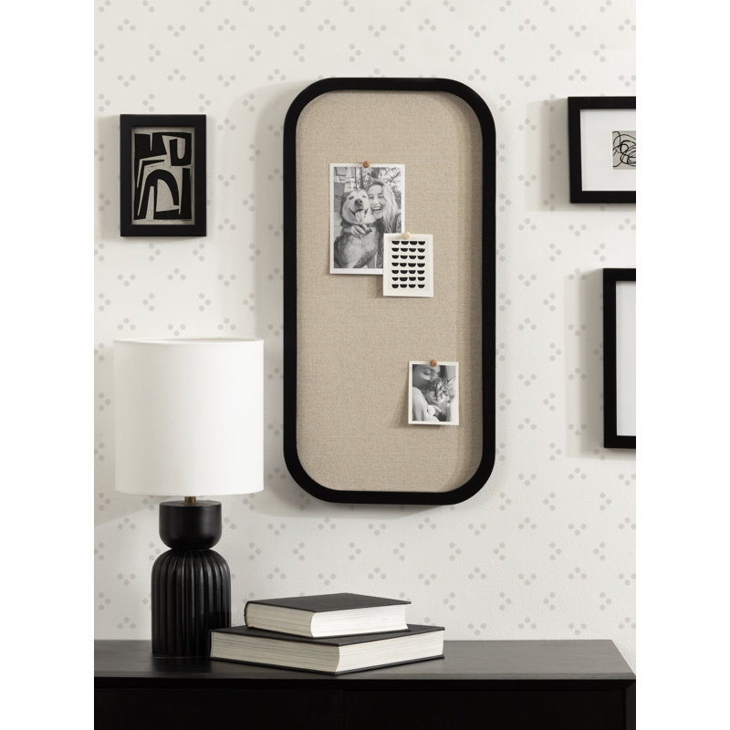 Panneau rectangulaire arrondi en bois, Noir