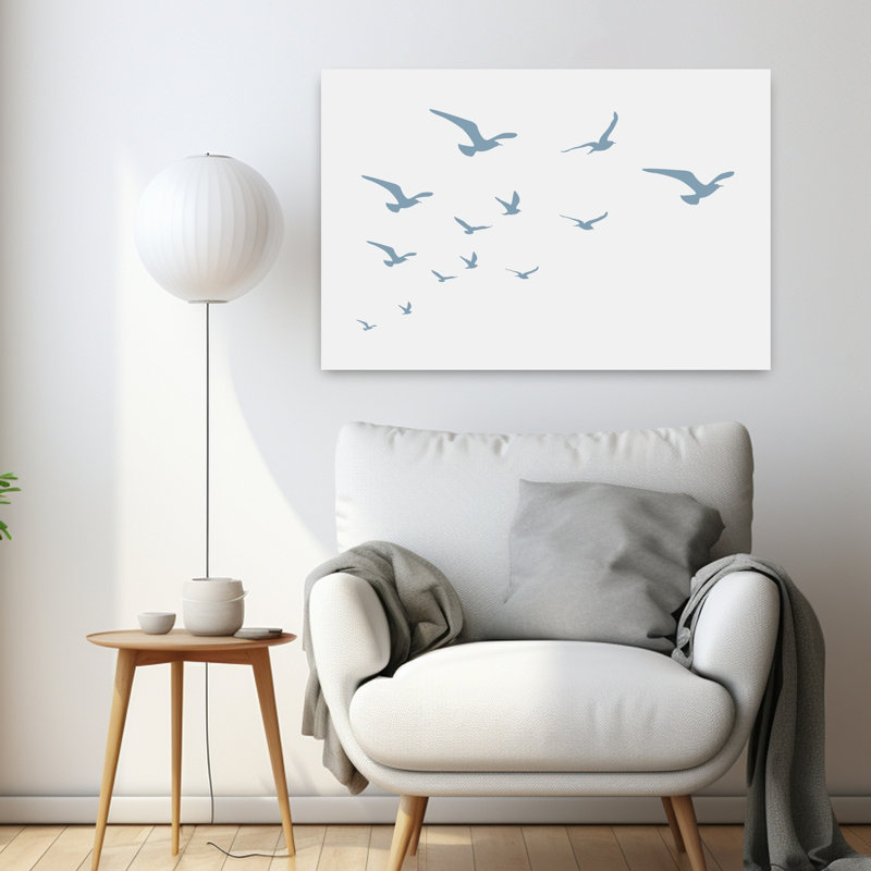 Seagulls White Background by Jolly And Dash - Wrapped Canvas Print, 60.96 cm H x 91.44 cm W