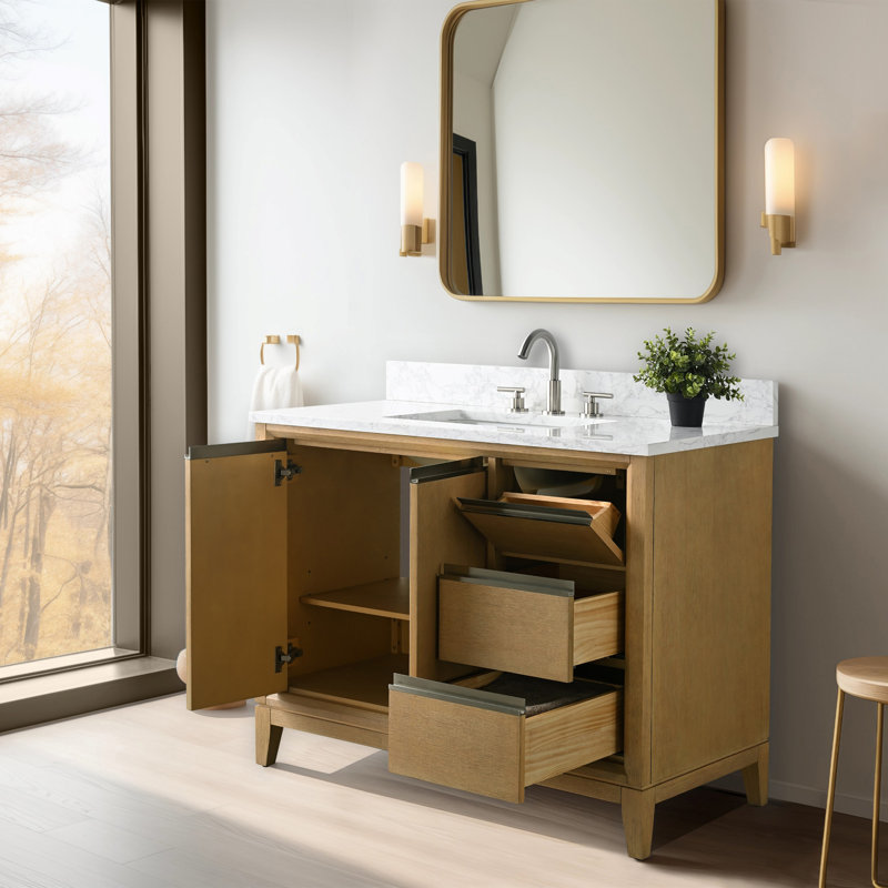 Meuble-lavabo simple 42 po avec comptoir, Chêne naturel
