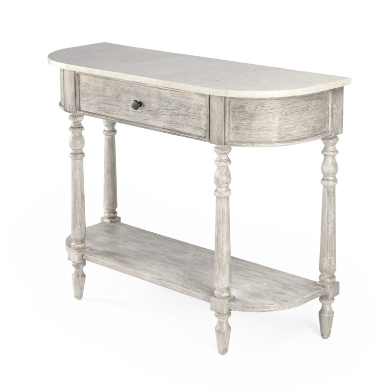 Danielle Marble 40" one- drawer Console Table, Rustic Gray
