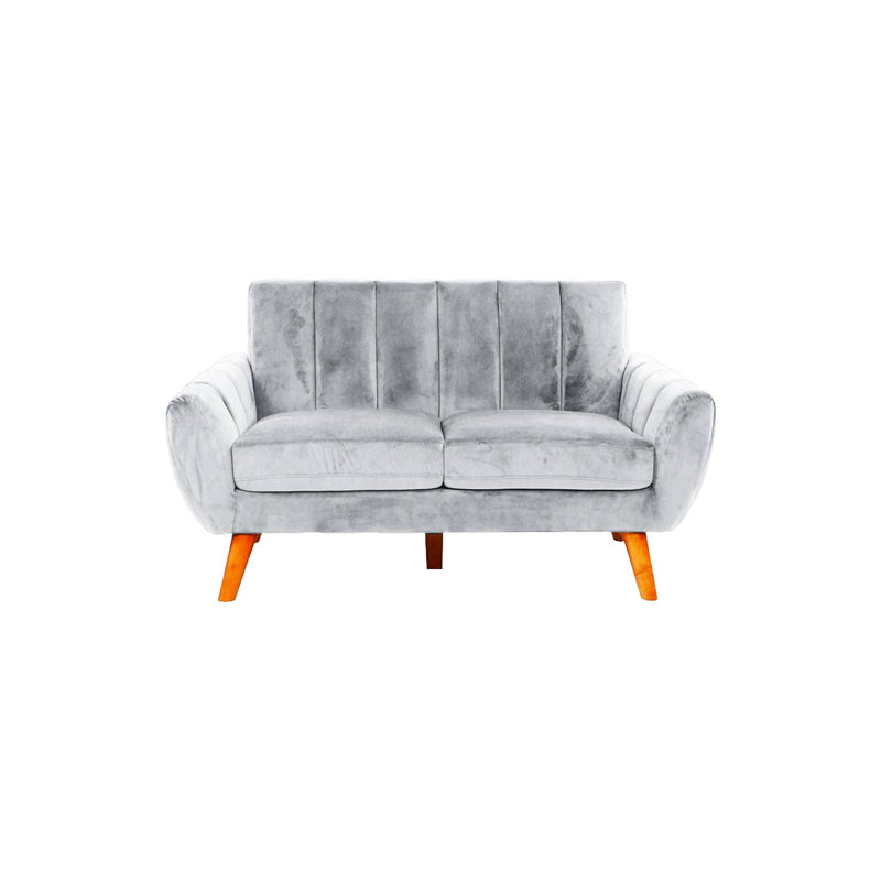 Velours moderne et: gris avec dossiers courbés 2 en velours: tissus de coussins contemporains, Gris clair