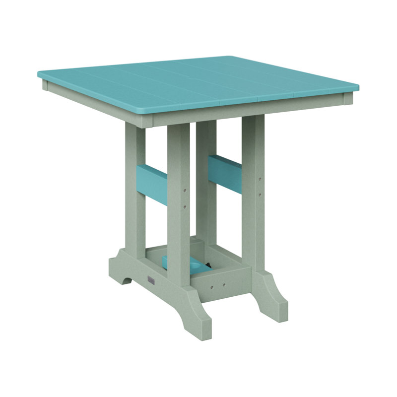 Garden Classic Outdoor Square Bar Table, Seafoam, Aruba Blue, 35.5" H x 33" W x 33" D