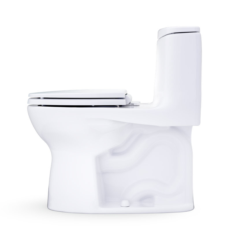 TOTO Ultramax One-Piece Round 1.6 GPF Universal Height Toilet with CEFIONTECT and SS113 SoftClose Seat, Cotton White - MS603113CSFG#01