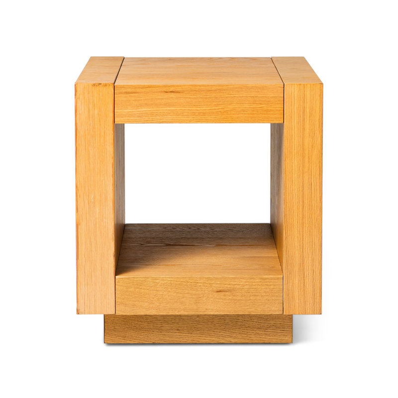 Artemis Natural Wood Cube Side Table with Shelf