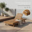 Chaise longue pliante en bois d'acacia massif avec dossier réglable et surface de rangement plane