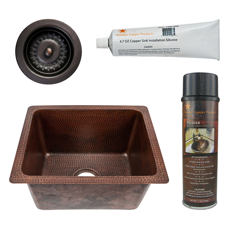 Premier Copper Products BSP5_BREC1713DB-D Bar Sink And Drain Package