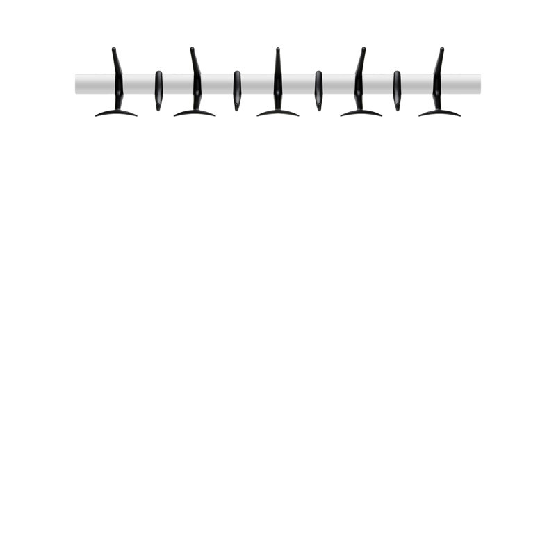 Metal Wall Wall Mounted Coat Rack, Matte Black, Large