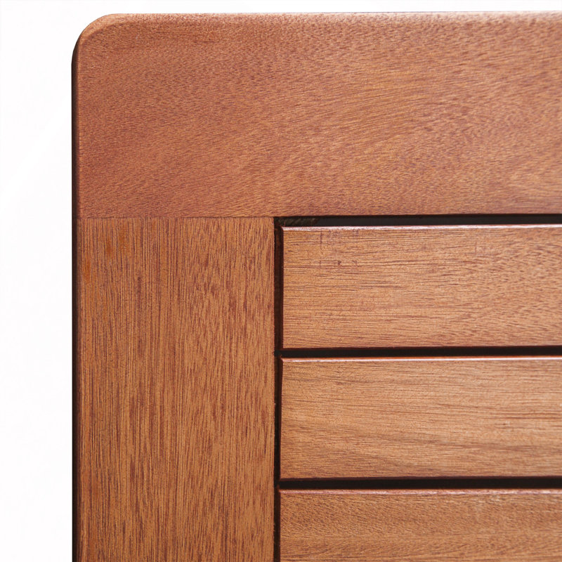 Table carrée pliable à lattes carrées pour patio / extérieur - bois franc d'eucalyptus, finition huilée brun rougeâtre, assemblage et rangement faciles