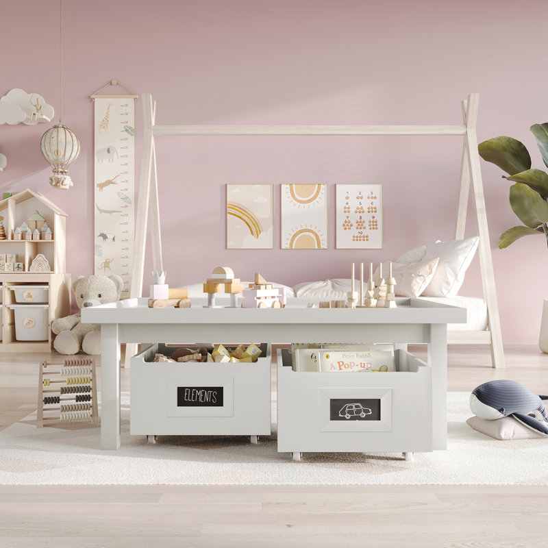 Avery Kids Activity Table with Storage, White