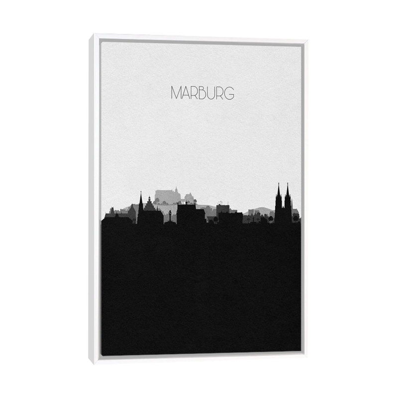 Marburg, Germany City Skyline 1 Piece Single Picture Frame and Floater Frame Wall Art on Canvas