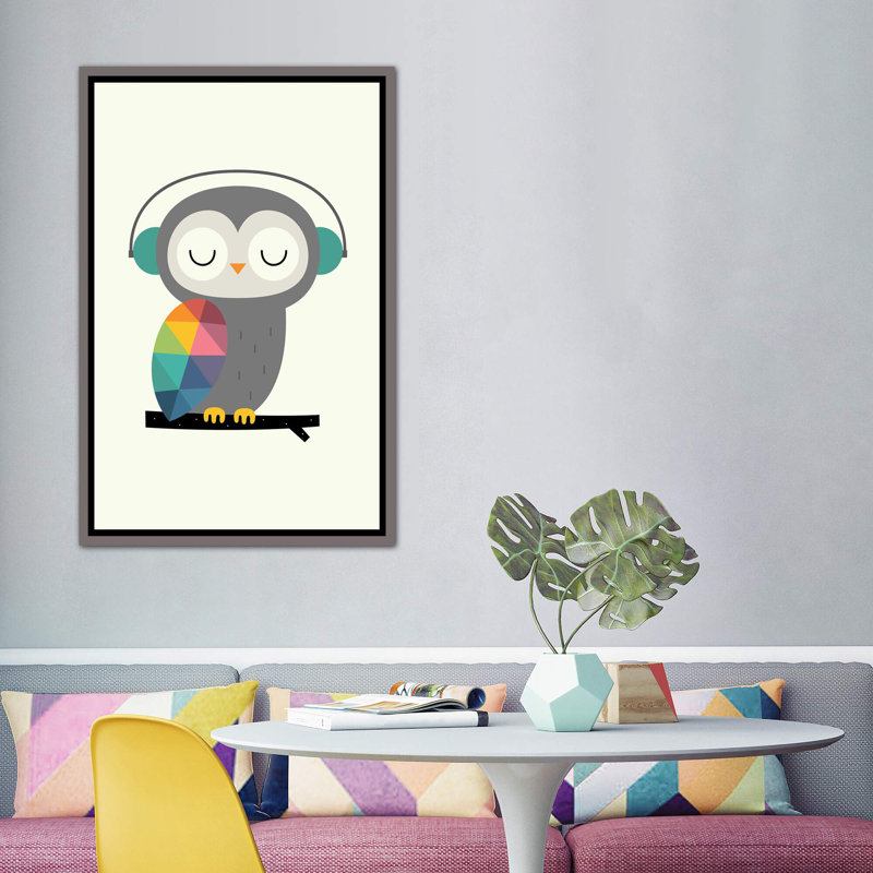 «Owl Time» par Andy Westface - impression d'art graphique, Pas de tapis, H 60 po x l 40po x P 1,5 po