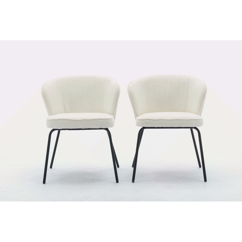 Ensemble de 2 chaises de salle à manger en tissu Boucle avec pieds en métal