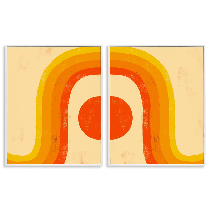 Soleil couchant sous un ton chaud, arc-en-ciel, ensemble de 2 estampes par Daphne Polselli, H 20 po x l 16 po