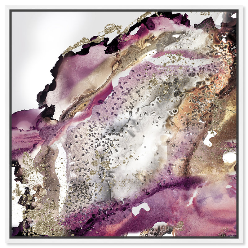 «Abstract Glitter Bang I Dripping», reproduction d'art sur toile, H 16 po x l 16 po x P 1,5 po, Cadre blanc