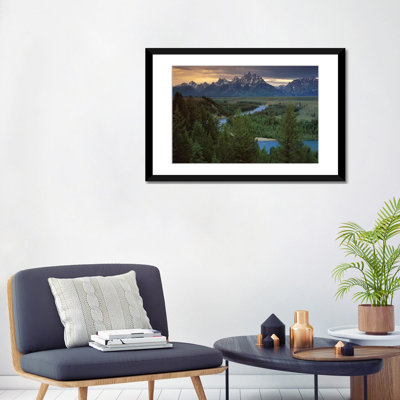 Teton Range at Snake River Overview, Parc national de Grand Teton, Wyoming - reproduction de photo sur toile tendue