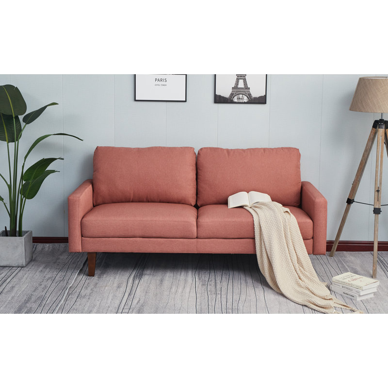 Seaddon Square Arm Sofa, Coral Linen Blend, 35" H x 58" W x 32" D