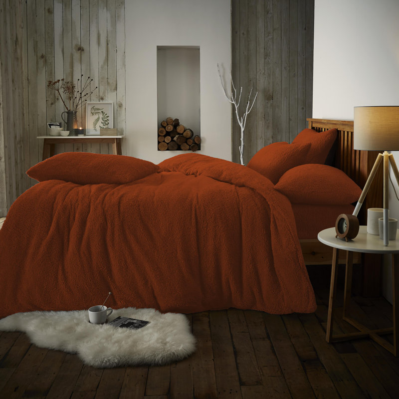 Polyester Solid Colour Bedding with Pillowcases Included, King, Burnt Orange
